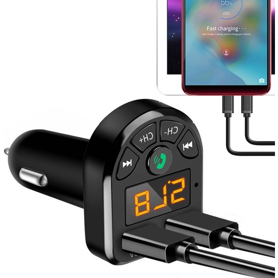 Qiqoox Fm Transmitter Araç Kiti Mp3 Bluetooth 5.0 Micro Sd USB Şarj Oto Müzik Çalar