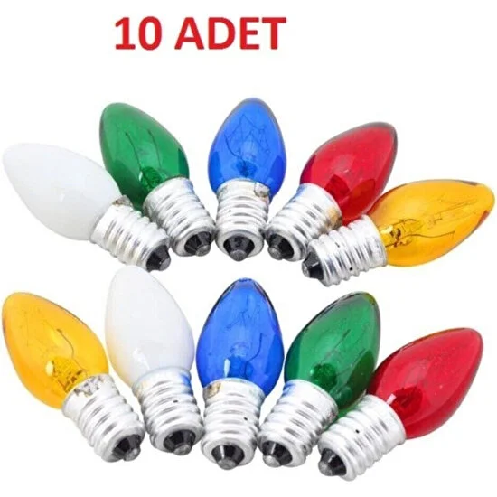 Gördur E14 Duylu 7 Watt Renkli Gece Lambası-Tuz Lambası Ampulu-Parfüm Ampul 10 Adet