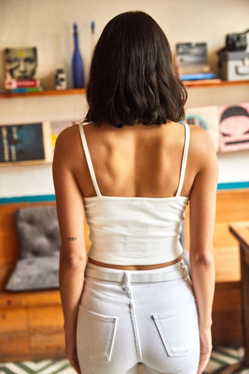 KaSheHa Kadın Kamel Askılı Likralı Örme Kaşkorse Crop Bluz - KSH00107 görsel 6