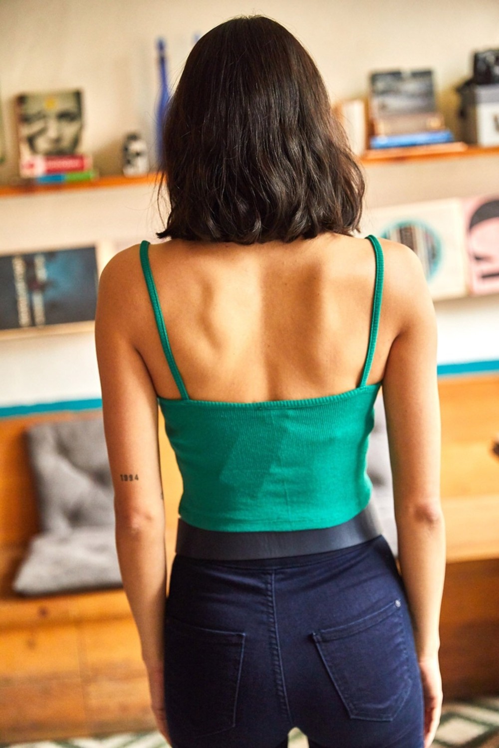 KaSheHa Kadın Kamel Askılı Likralı Örme Kaşkorse Crop Bluz - KSH00107 görsel 3