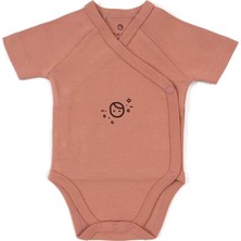 Little Gusto Kısa Kollu Kruvaze Zıbın Yenidoğan Pembe Organik Pamuk