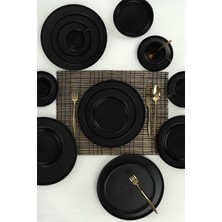 Keramika Mat Siyah Yemek / Kahvaltı Takımı 20 Parça 4 Kişilik