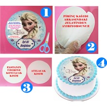 Pasta9 Yenilebilir Pasta Resmi Pirinç Kağıdından Kızımız Kur'an Öğrendi 6-8-10 Kişilik Pastaya Uygun 16 cm