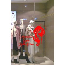 Özgür Kadın ve 8 Mart Kadınlar Günü Kutlu Olsun Yazısı Cam Vitrin Stickerı Kırmızı