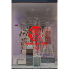 Mother Day ve 8 Mart Kadınlar Günü Kutlu Olsun Yazısı Cam Vitrin Stickerı Kırmızı