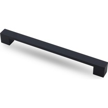 Badem10 Cemre Çekmece Mutfak Dolap Kapak Kulpu 192 mm Mat Siyah Metal Kulp