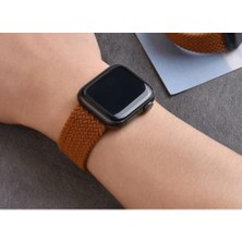 Bushco Store Apple Watch Uyumlu Kordon Kayış Bileklik Örgü Loop Kahverengi 42-44 mm M Beden