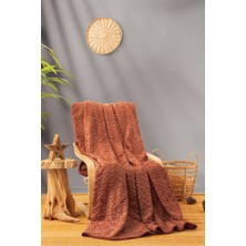 Cotton Box Emboss Çift Kişilik Battaniye Kiremit