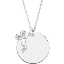 Gümüş Melekli Plaka Kolye