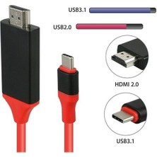 Keepro Hd 1080P Tv USB 3.1 2m Dönüştürücü Usb-C Adaptör Kablosu Type-C To HDMI Kablosu Hdtv Tablet Uyumlu