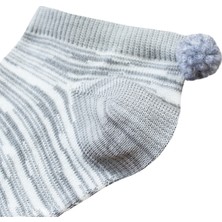 Unlimited Legwear Gri Ponponlu Geçiş Desenli Patik Kadın Çorabı