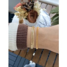 Jackferrero Kadın Altın Kaplama Faturalı Bileklik 2 Li Set
