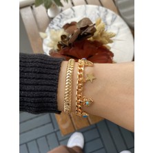 Jackferrero Kadın Altın Kaplama Bijuteri Bileklik Zirkon Taşlı 2 Li Set