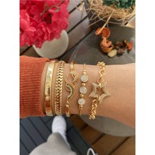 Jackferrero Gerçek Kadın 5 Li Altın Kaplama  Bileklik  Faturalı Renk Atmaz Garantili Hediye Paketli