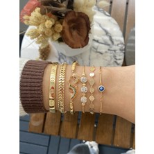 Jackferrero Kadın Altın Kaplama Faturalı Bileklik 5 Li  Set