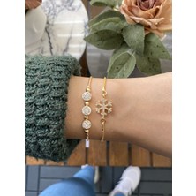 Jackferrero Kadın Altın Kaplama Bijuteri Bileklik Zirkon Taşlı 2 Li Set