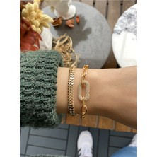 Jackferrero Kadın Altın Kaplama Bijuteri Bileklik Zirkon Taşlı 2 Li Set