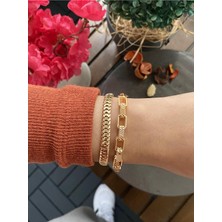 Jackferrero Gerçek Kadın 2 Li Altın Kaplama  Bileklik  Faturalı Renk Atmaz Garantili Hediye Paketli