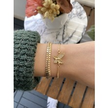 Jackferrero Kadın Altın Kaplama Bijuteri Bileklik Zirkon Taşlı 2 Li Set