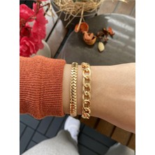 Jackferrero Gerçek Kadın 2 Li Altın Kaplama  Bileklik  Faturalı Renk Atmaz Garantili Hediye Paketli