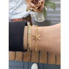 Jackferrero Kadın Altın Kaplama Bijuteri Bileklik Zirkon Taşlı 2 Li Set