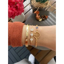 Jackferrero Gerçek Kadın 3 Lü Altın Kaplama  Bileklik  Faturalı Renk Atmaz Garantili Hediye Paketli