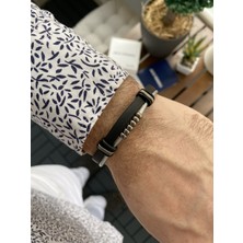 Jackferrero Özel Tasarım Gerçek   Hematit Taşı Makrome El Örgüsü Erkek Bileklik