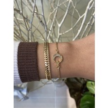 Jackferrero Kadın 2 Li Altın Kaplama  Renk Atmaz Bileklik Kombini