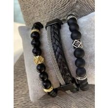 Jackferrero Erkek Gerçek Deri ve Doğaltaş Bileklik Kombin Faturalı Renk Atmaz Garantili Hediye Paketli