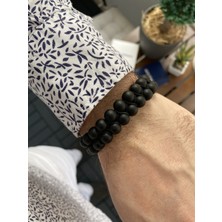 Jackferrero Özel Tasarım Gerçek   Hematit Taşı Makrome El Örgüsü Erkek Bileklik