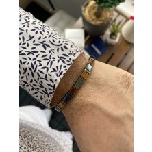 Jackferrero Özel Tasarım Gerçek   Hematit Taşı Makrome El Örgüsü Erkek Bileklik