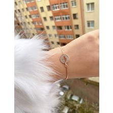 Jackferrero Kadın Rosse Renk Asansör Bileklik  Renk Atmaz Altın Kaplama Zirkon Taş