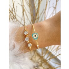 Jackferrero Kadın 2 Adet Kombin Bileklik Seti Altın Kaplama Renk Atmaz