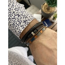 Jackferrero Özel Tasarım Gerçek  Kombin Hematit Taşı Makrome El Örgüsü Erkek Bileklik