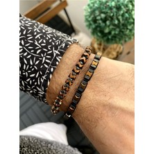 Jackferrero Kombin  Hematit Taşı Makrome El Örgüsü Erkek Bileklik