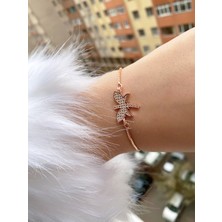 Jackferrero Kadın Rosse Renk Asansör Bileklik  Renk Atmaz Altın Kaplama Zirkon Taş