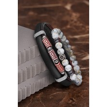 Jackferrero Özel Tasarım Erkek Deri ve Doğaltaş Bileklik Kombin