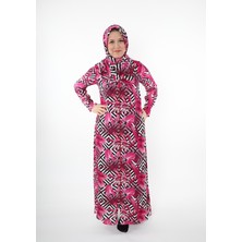 Pembe Desenli Tek Parça Pratik Namaz Elbisesi