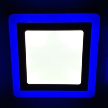 Çift Renkli Boyut: 10X10CM Sıva Altı Kare 6 Watt (3+3) LED Spot Armatür 6500K (Beyaz Aydınlatma)