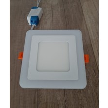 Çift Renkli Boyut: 10X10CM Sıva Altı Kare 6 Watt (3+3) LED Spot Armatür 6500K (Beyaz Aydınlatma)