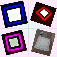 Çift Renkli Boyut: 10X10CM Sıva Altı Kare 6 Watt (3+3) LED Spot Armatür 6500K (Beyaz Aydınlatma)