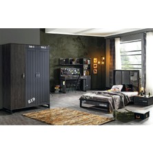 Bubu Home Paldark Genç Odası Takımı ( Dolap+Karyola+Komodin+Çalışma Masası + Kitaplık )
