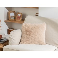 English Home Fluffy Peluş Kırlent Kılıfı 45 x 45 cm Bej