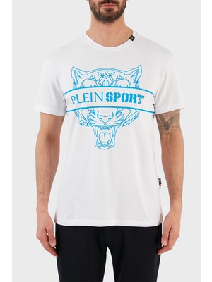 Plein Sport Logolu Bisiklet Yaka Pamuklu Erkek T-Shirt TIPS112IT01