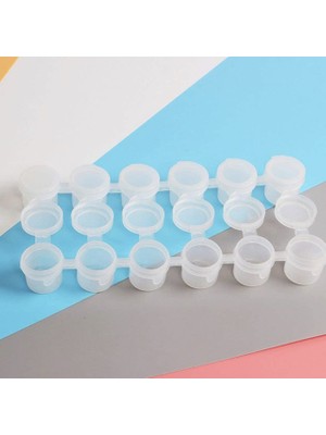 60 Adet Boya Kutusu, 5 cc Boya Kutusu Kapaklı Plastik 10 Adet 6'lı Şerit, Tüm Boyalar İçin