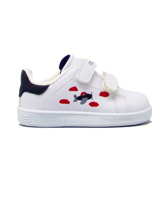 Pepino P-206 Beyaz / Lacivert Unisex Çocuk Çift Cırtlı Spor Ayakkabı