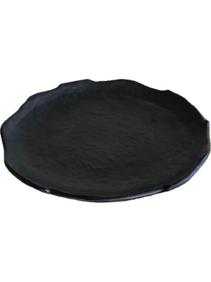 Hasyılmaz Melamin Yassı Yuvarlak Servis Tabağı Siyah 22,5cm - Melamin Tabak