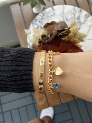 Jenny Daphne Kadın Altın Kaplama Bijuteri Bileklik Zirkon Taşlı 2 Li Set