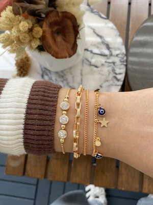 Jackferrero Kadın Altın Kaplama Faturalı Bileklik 2 Li Set