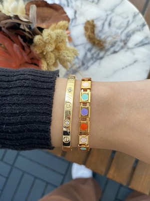 Jenny Daphne Kadın Altın Kaplama Bijuteri Bileklik Zirkon Taşlı 2 Li Set